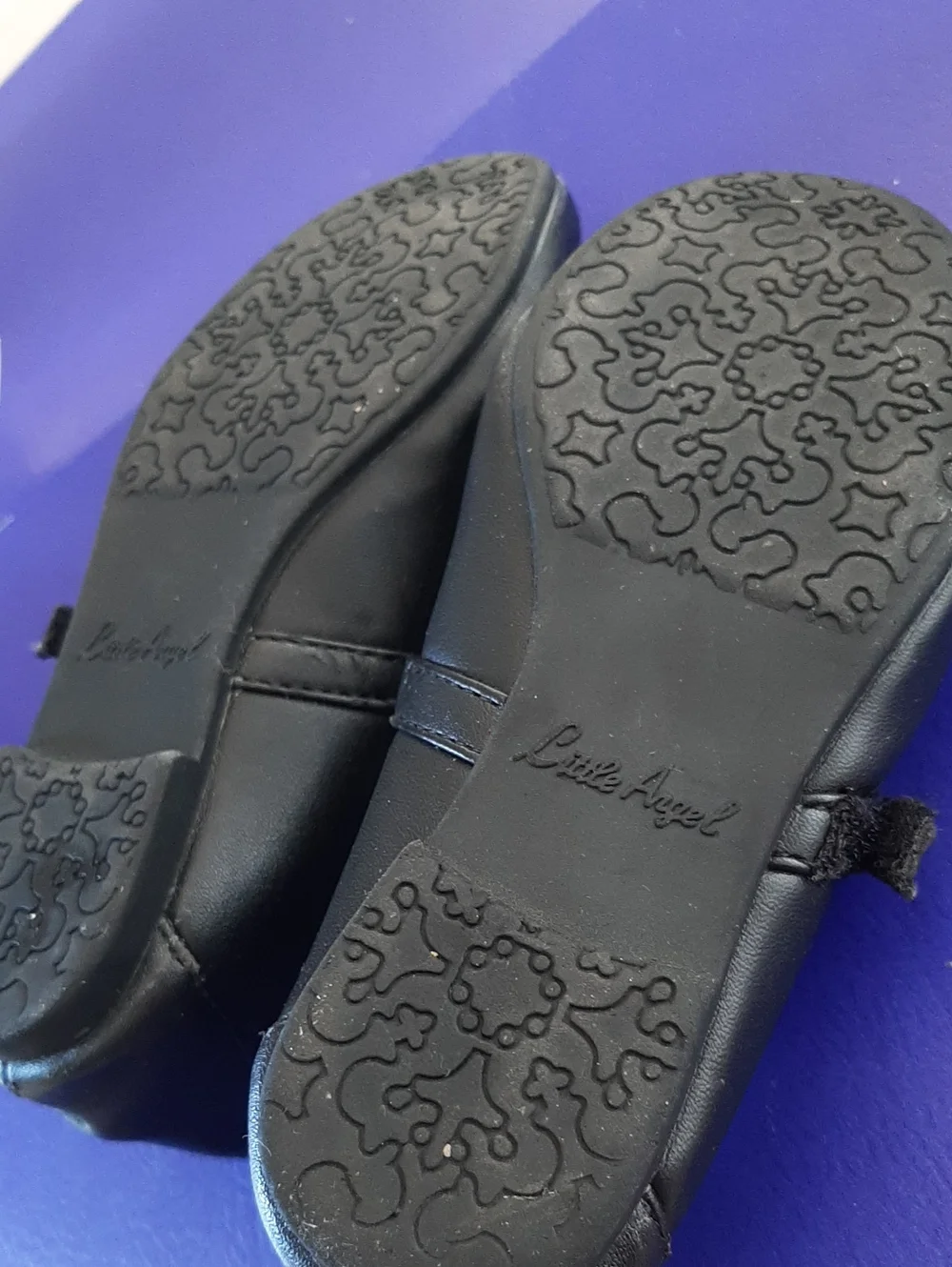 Little Angel Black Mary Jane Flats with Beaded Rosette